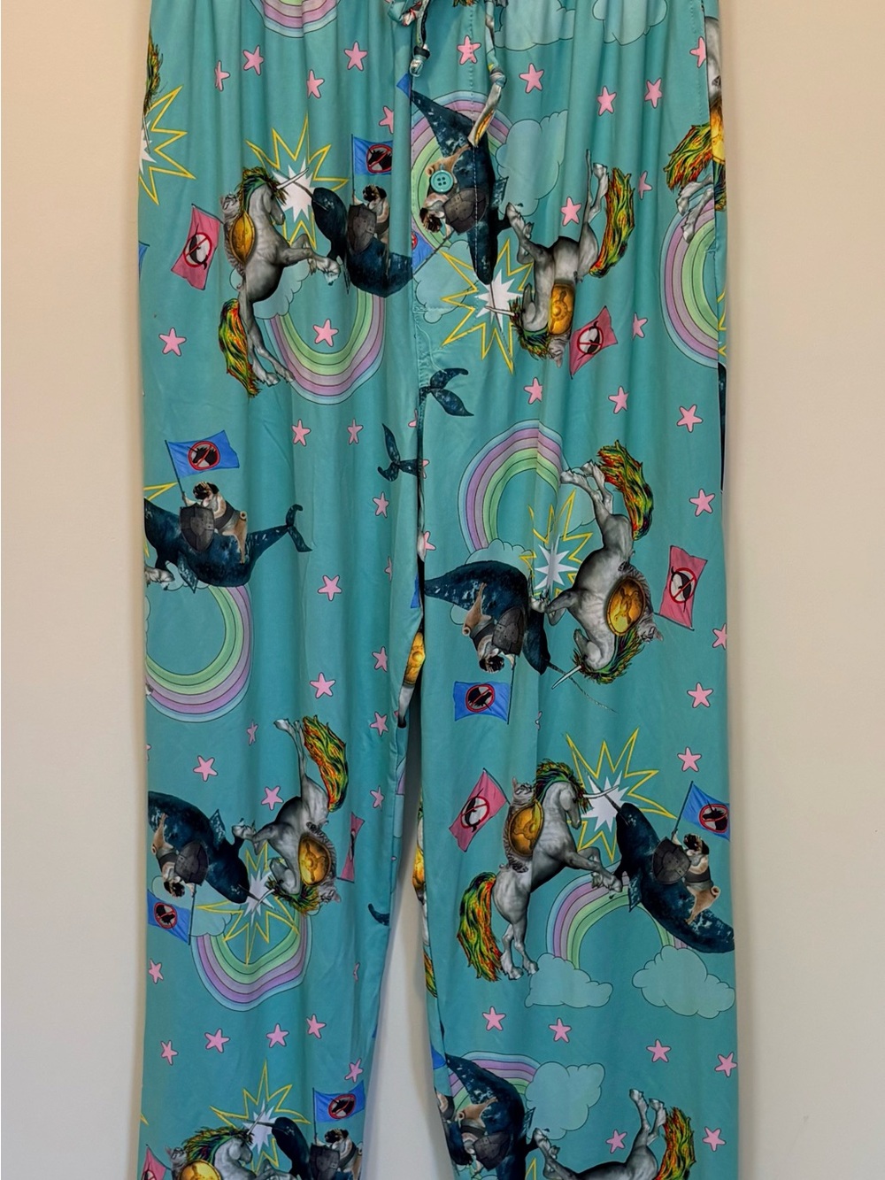 Turquoise Fantasy Unicorn Print Women's Pajama/ Lounge Pants - Picture 5 of 7